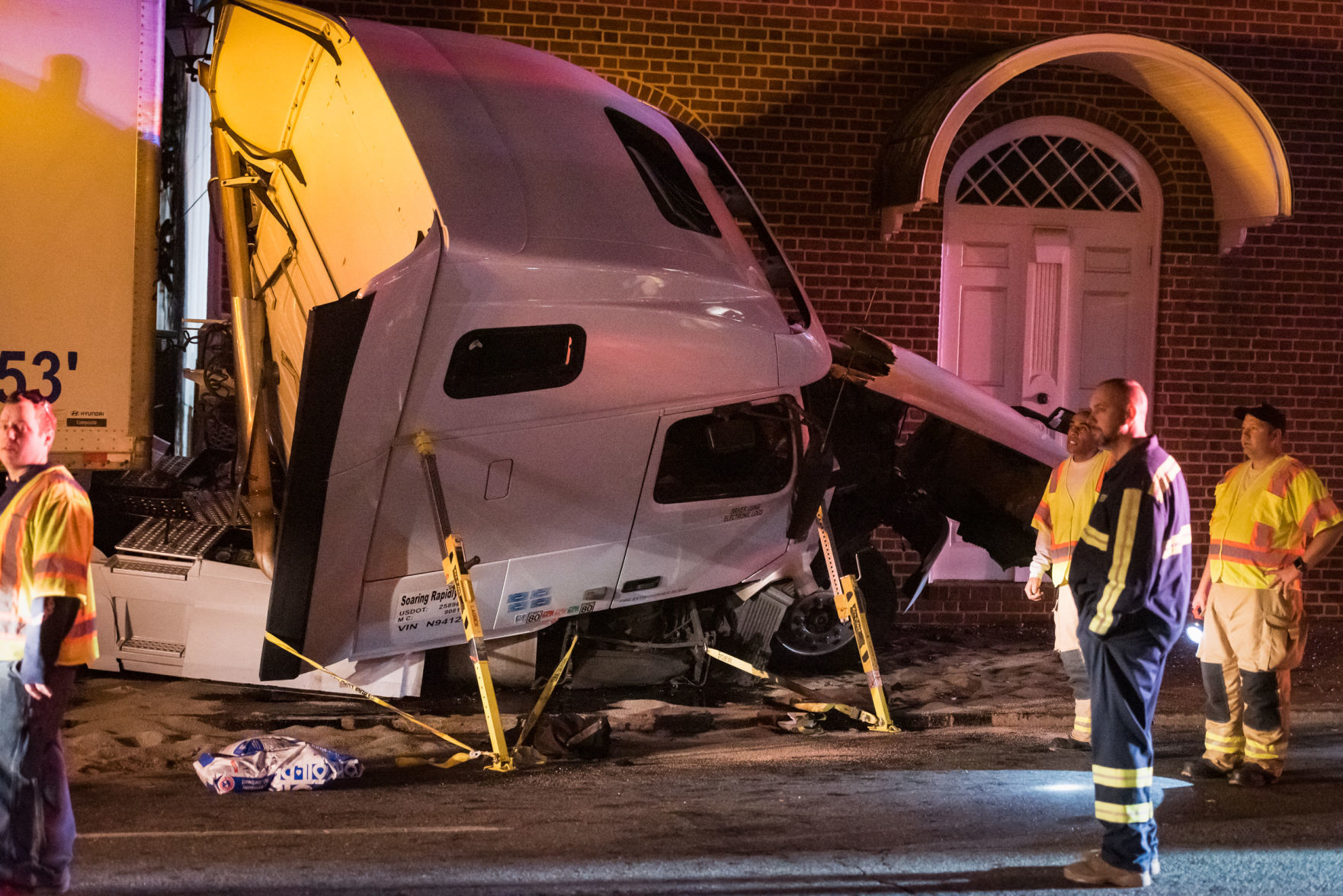 Tractor Trailer Crashes into Funeral Home